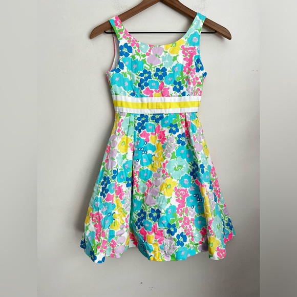 Lilly Pulitzer Colorful Floral Serena Spring Fling A-Line Dress Girls 12 - Picture 1 of 6